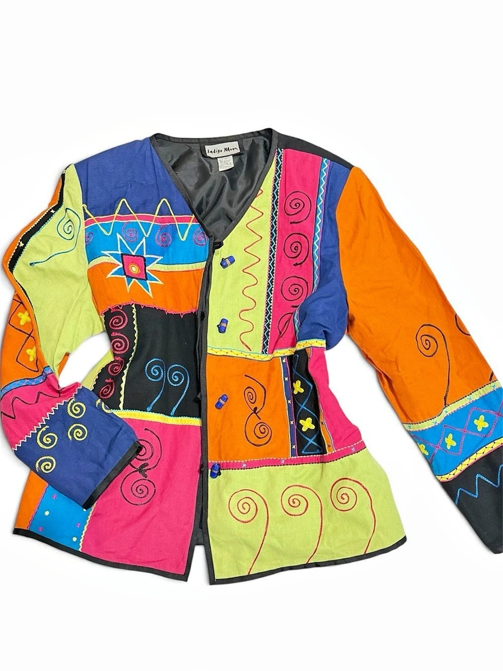 Indigo Moon Multicolor Patchwork Utility Jacket Size Large